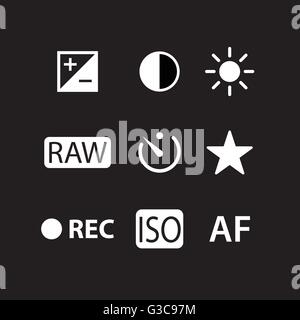 Set of photography icons in black background Stock Vector