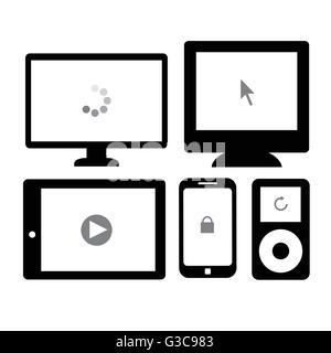 Modern digital devices in white background Stock Vector