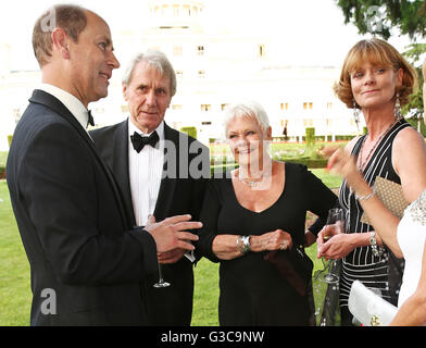 (L to R) The Earl of Wessex, David Mills, Dame Judi Dench and Samantha Bond attend the Duke of Edinburgh Award 60th Anniversary Diamonds are Forever Gala at Stoke Park, Stoke Poges, Buckinghamshire. Stock Photo