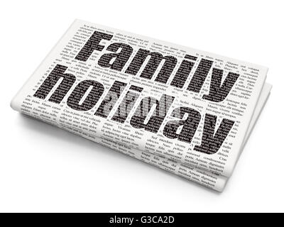 Vacation concept: Family Holiday on Newspaper background Stock Photo