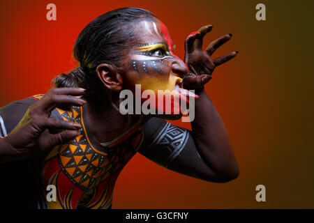 Bodypainting. Woman painted with ethnic patterns Stock Photo