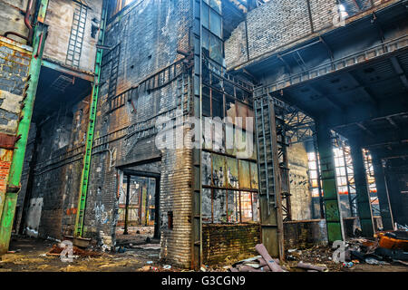 Old destroyed an abandoned factory.HDR-high dynamic range Stock Photo