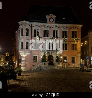 Kaufbeuren at night, Germany, Bavaria, Allgäu, Swabia, Kaufbeuren, town, Christmas, New Year Stock Photo