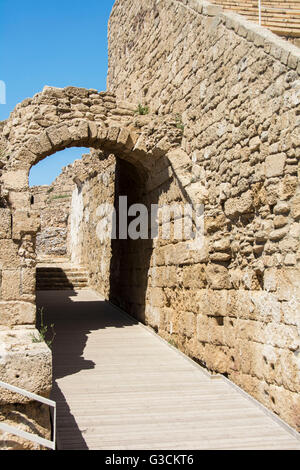 Caesarea, Israel, seaport, excavations, theatre, Roman, entrances Stock Photo