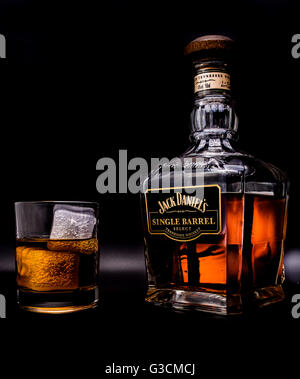 Jack Daniels Bourbon whiskey whisky decanter single barrel Stock Photo