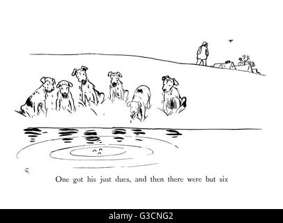 Illustration by Cecil Aldin, Ten Little Puppy Dogs Stock Photo