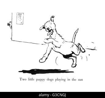 Illustration by Cecil Aldin, Ten Little Puppy Dogs Stock Photo