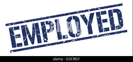 employed blue grunge square vintage rubber stamp Stock Vector