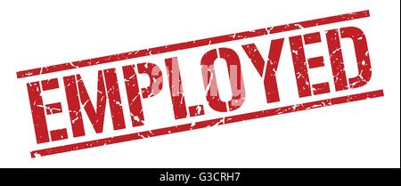 employed red grunge square vintage rubber stamp Stock Vector