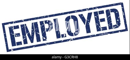 employed blue grunge square vintage rubber stamp Stock Vector