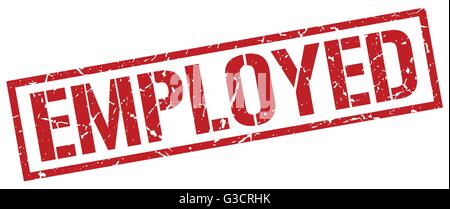 employed red grunge square vintage rubber stamp Stock Vector