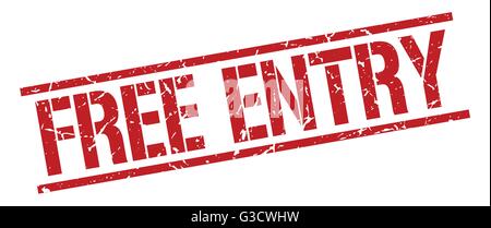 free entry red grunge square vintage rubber stamp Stock Vector