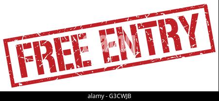free entry red grunge square vintage rubber stamp Stock Vector