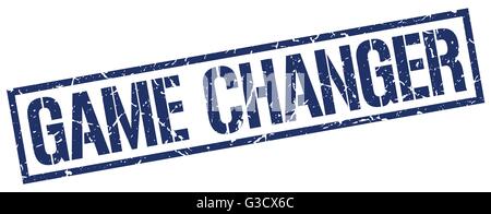 game changer blue grunge square vintage rubber stamp Stock Vector