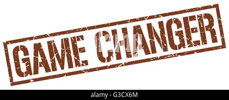 game changer brown grunge square vintage rubber stamp Stock Vector