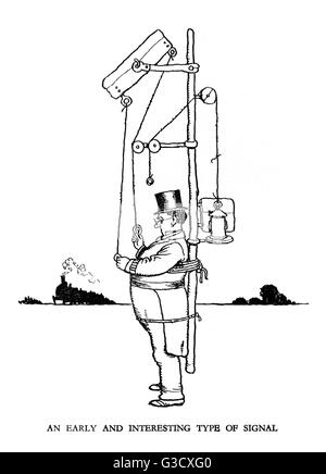 Vignette illustration, Railway Ribaldry by W Heath Robinson Stock Photo