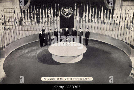 Signing of the United Nations Charter. San Francisco. 1945 Stock Photo