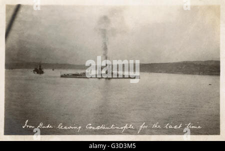 HMS Iron Duke leaving Istanbul, Turkey - August 1923 Stock Photo