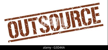 outsource brown grunge square vintage rubber stamp Stock Vector