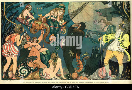 Cartoon, Underwater mythology, WW1 Stock Photo