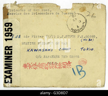 Letter to British soldier in Japanese POW camp, WWII Stock Photo