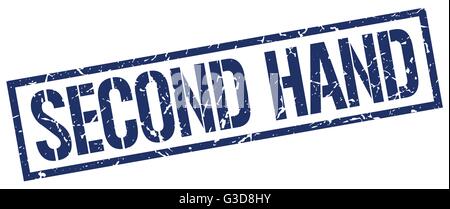 second hand blue grunge square vintage rubber stamp Stock Vector