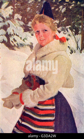 A Girl from Rattvik in traditional costume - Sweden Stock Photo