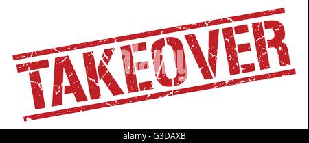 takeover red grunge square vintage rubber stamp Stock Vector