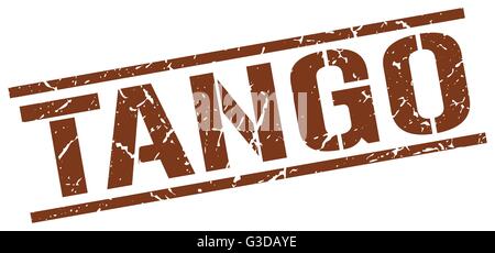 tango brown grunge square vintage rubber stamp Stock Vector