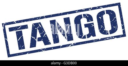 tango blue grunge square vintage rubber stamp Stock Vector