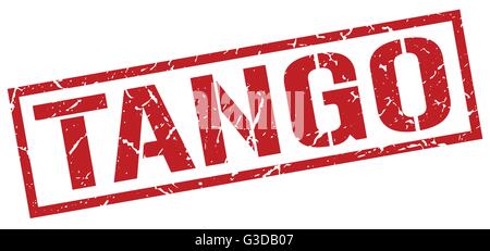 tango red grunge square vintage rubber stamp Stock Vector