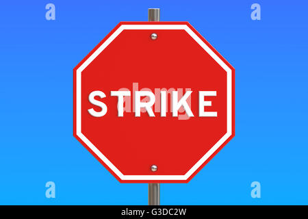 strike road sign, 3D rendering isolated on blue sky Stock Photo