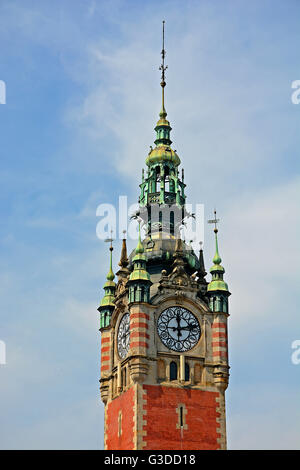 clock tower Gdansk Glowny railway station Poland Stock Photo