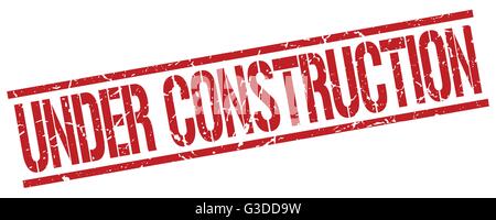 under construction red grunge square vintage rubber stamp Stock Vector