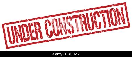 under construction red grunge square vintage rubber stamp Stock Vector