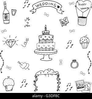 Wedding in doodle hand draw Stock Vector