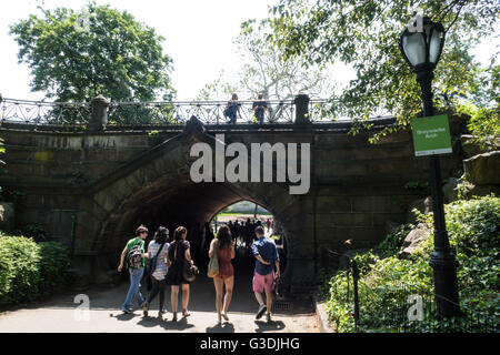 Greywacke Arch Central Park Underpass, NYC Stock Photo