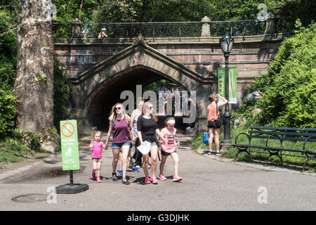 Greywacke Arch Central Park Underpass, NYC Stock Photo