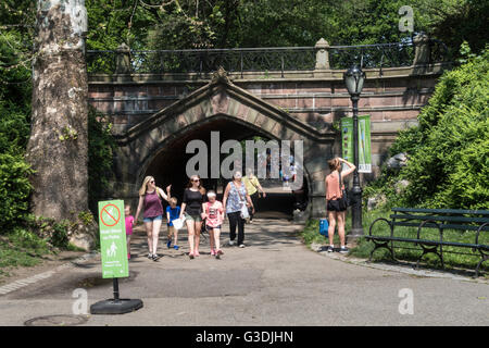 Greywacke Arch Central Park Underpass, NYC Stock Photo