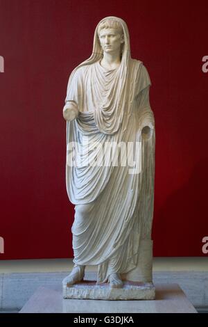 Augustus as Pontifex Maximus, or  High Priest, Palazzo Massimo alle Terme, National Museum of Rome, Italy, Stock Photo