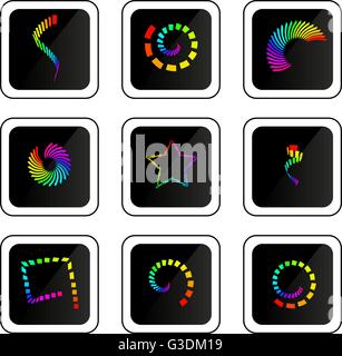 Vector. Set of rainbow abstract icons. Decoration, app, logo. Isolated illustration Stock Vector