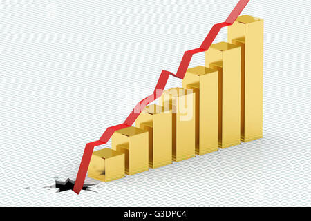 Falling price for gold concept, 3D rendering Stock Photo