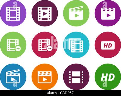 Video circle icons on white background. Stock Vector