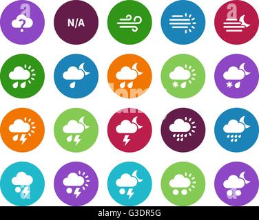Weather circle icons on white background. Stock Vector