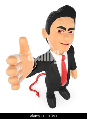 3d business people illustration. Businessman devil offering a deal. Pact. Isolated white background. Stock Photo
