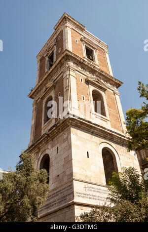Bell tower of Santa Chiara Church, Piazza Del Gesu Nuovo, Naples, Campania, Italy Stock Photo