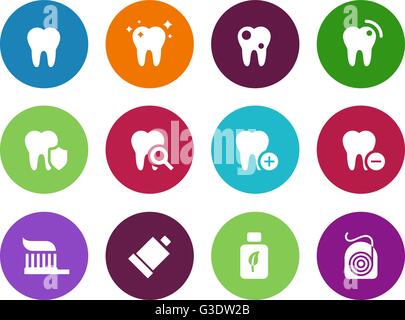 Tooth, teeth circle icons on white background. Stock Vector