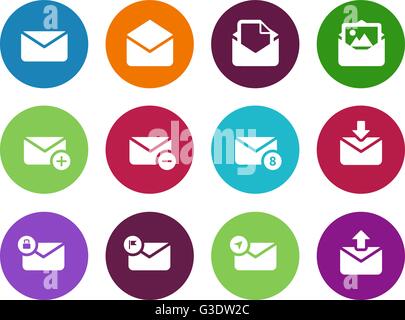 Email circle icons on white background. Stock Vector
