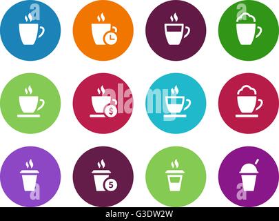 Coffee cup circle icons on white background. Stock Vector