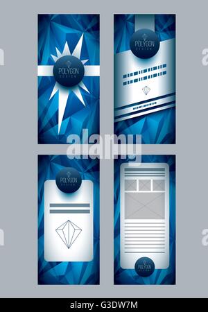 Vector polygon based flyer design template. Elements are layered separately in vector file. CMYK color mode. Stock Vector